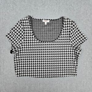 Freshman 1996 XL Black White Houndstooth Crop Top